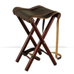 Banqueta de madera y piel Arcea